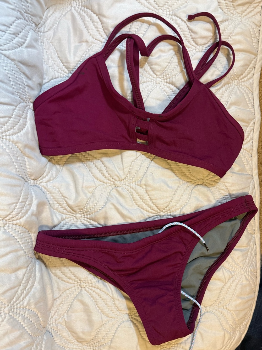 JOLYN Tomcat Bikini Set Burgundy S/M Strappy Athletic Swim